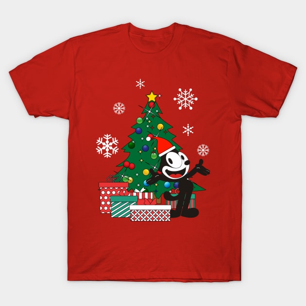 Felix The Cat Around The Christmas Tree T-Shirt by Nova5